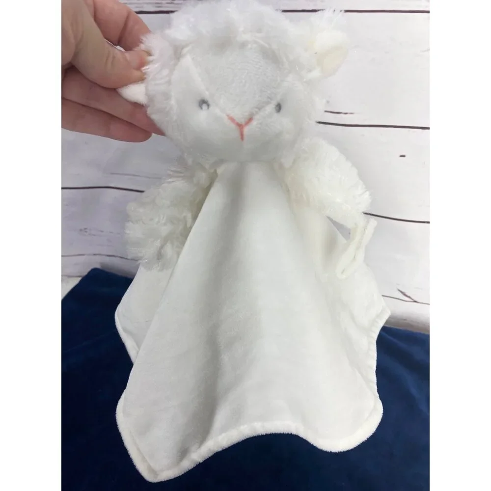 Carters White Sheep Lamb Lovey Security Blanket Pacifier Holder 14 x 14‎